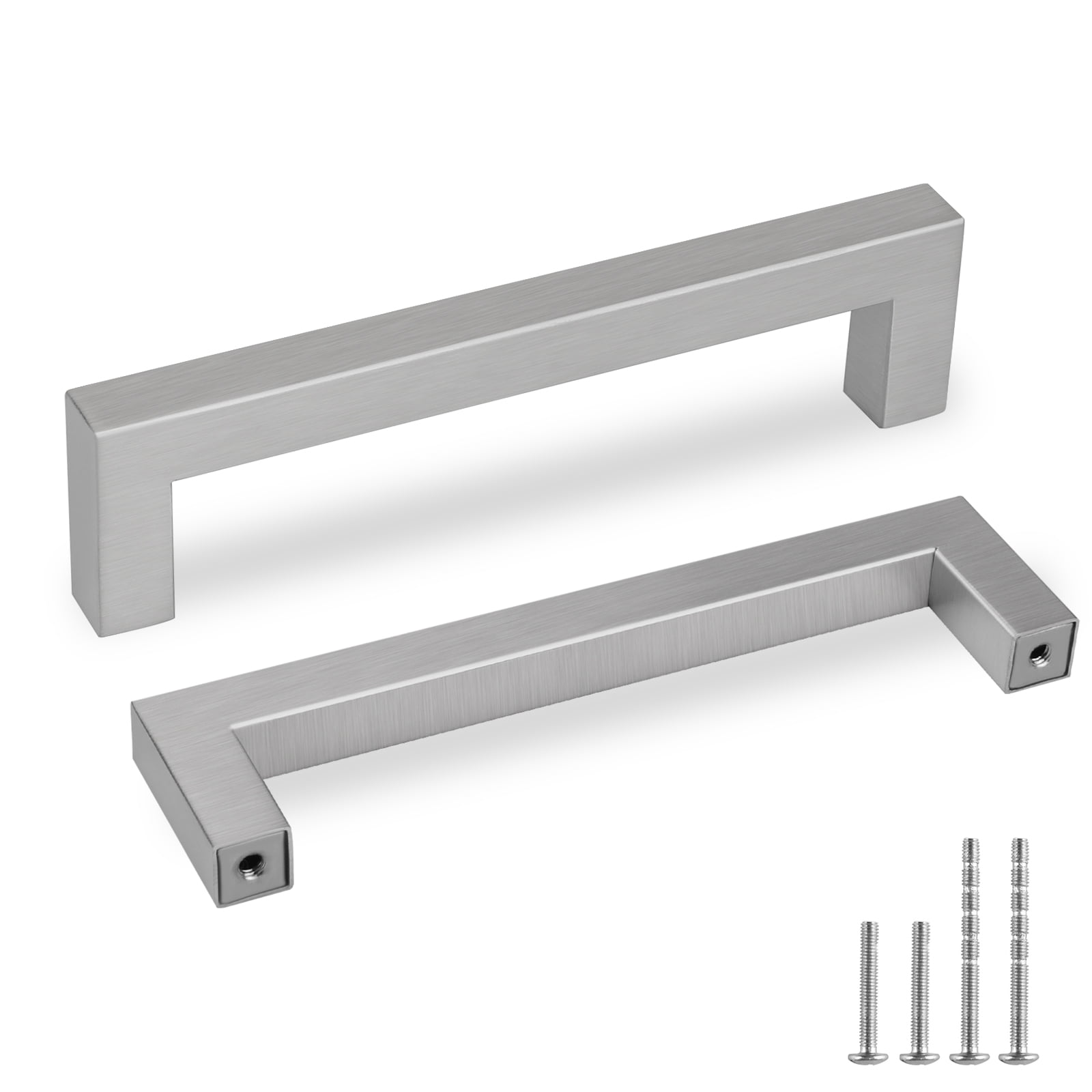 Homdiy 10 Pack Cabinet Handles Square Brushed Nickel Drawer Pulls For ...